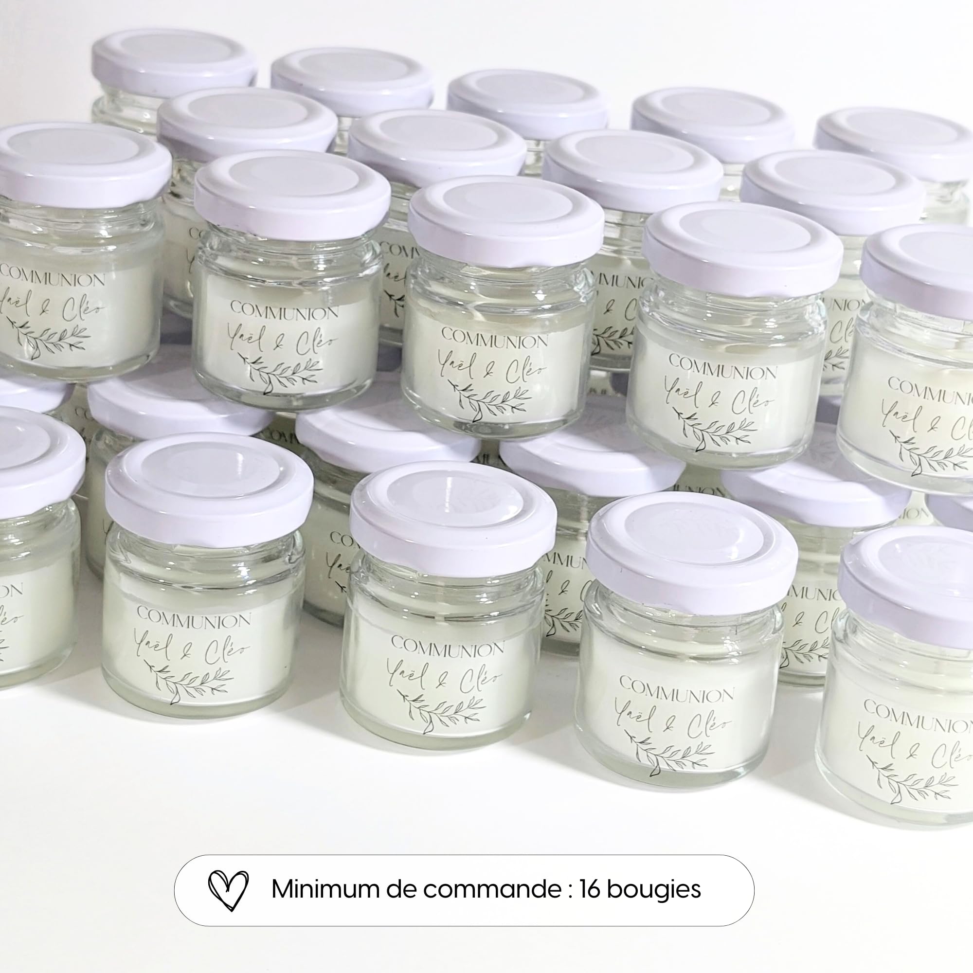 18 Bougies personnalisées | 10H - 40ML - 30GR | Cadeau invité mariage, baby-shower, baptême, communion, anniversaire - Cadeau merci | TE Whaka