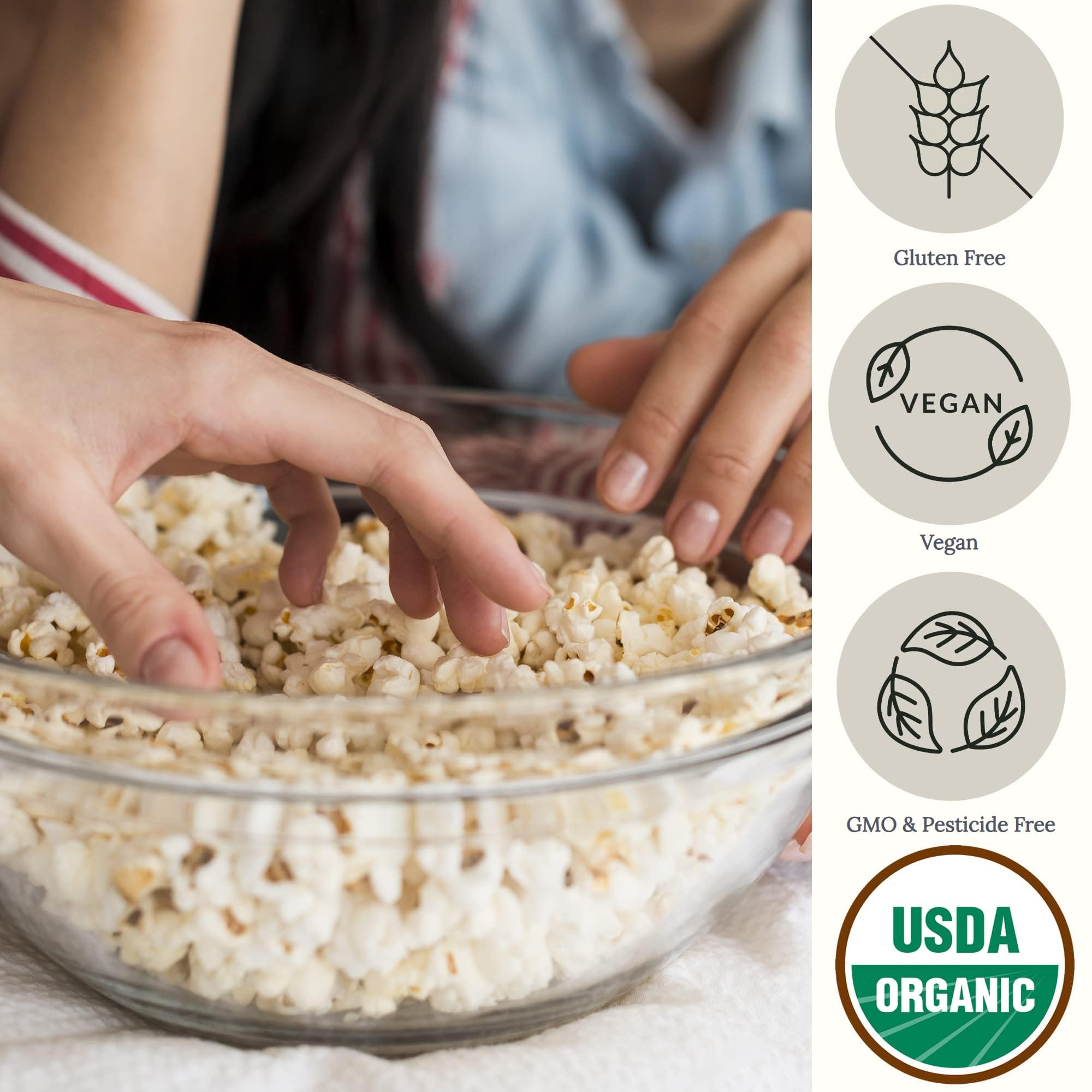 Be Still Farms White Organic Popcorn Kernels Uncooked 3.8lb - Corn Ideal for Cut Oats Popping - Healthy Microwave Snacks Great for Movie Night