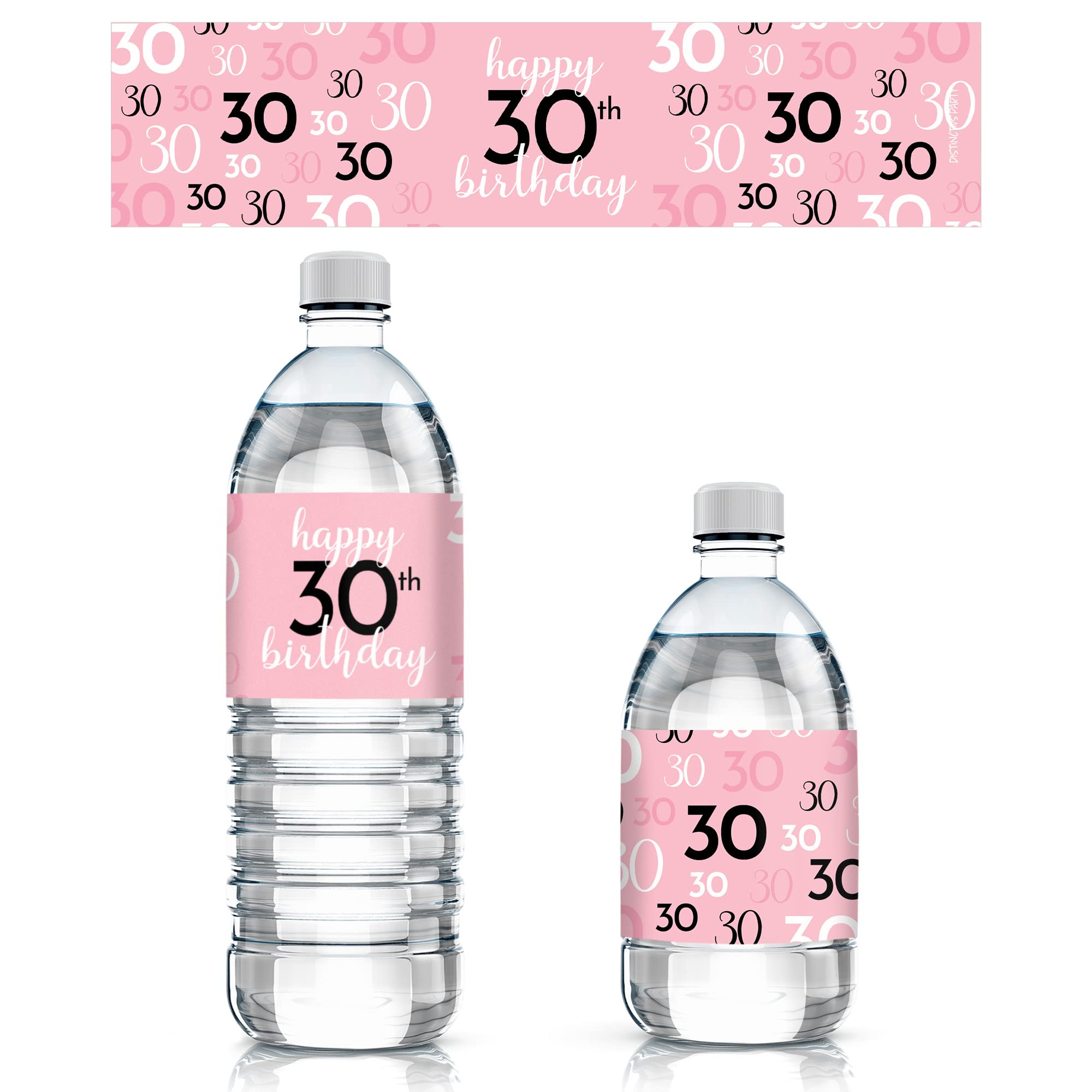 Étiquettes bouteille eau pour anniversaire 30 ans thème chic rose