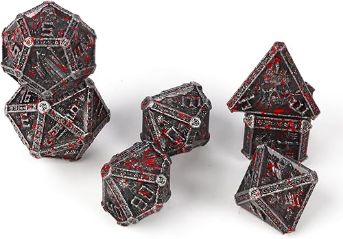 Miniatura 1 de DND - Juego de dados de metal para juegos de rol, 7 piezas de dados poliédricos de metal con D20 D12 D10 D10 D8 D6 D4, dados D&D compatibles con