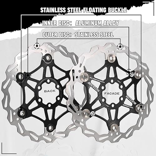 Miniatura 4 de BUCKLOS Rotor de freno de disco flotante de 6.299 in, 7.087 in y 7.992 in, rotores de frenos MTB de acero inoxidable con 6 pernos, rotor de disco