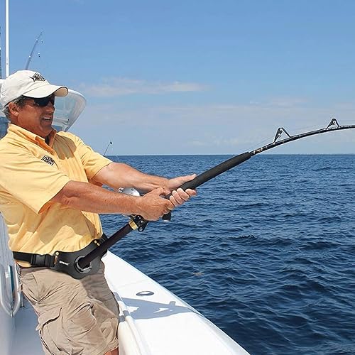Miniatura 5 de Cinturón de pesca con soporte de caña de aluminio, cinturón de lucha de fibra de carbono ajustable, correa de barra de fibra de carbono, cardán de