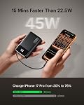 INIU 20000mAh Power Bank, Small 45W PD Fast Charging Portable Charger with Built-in USB C Cable, Flight-Safe Travel External Phone Battery Pack for iPhone 17 16 Pro Max Samsung S25 S26 Google iPad etc