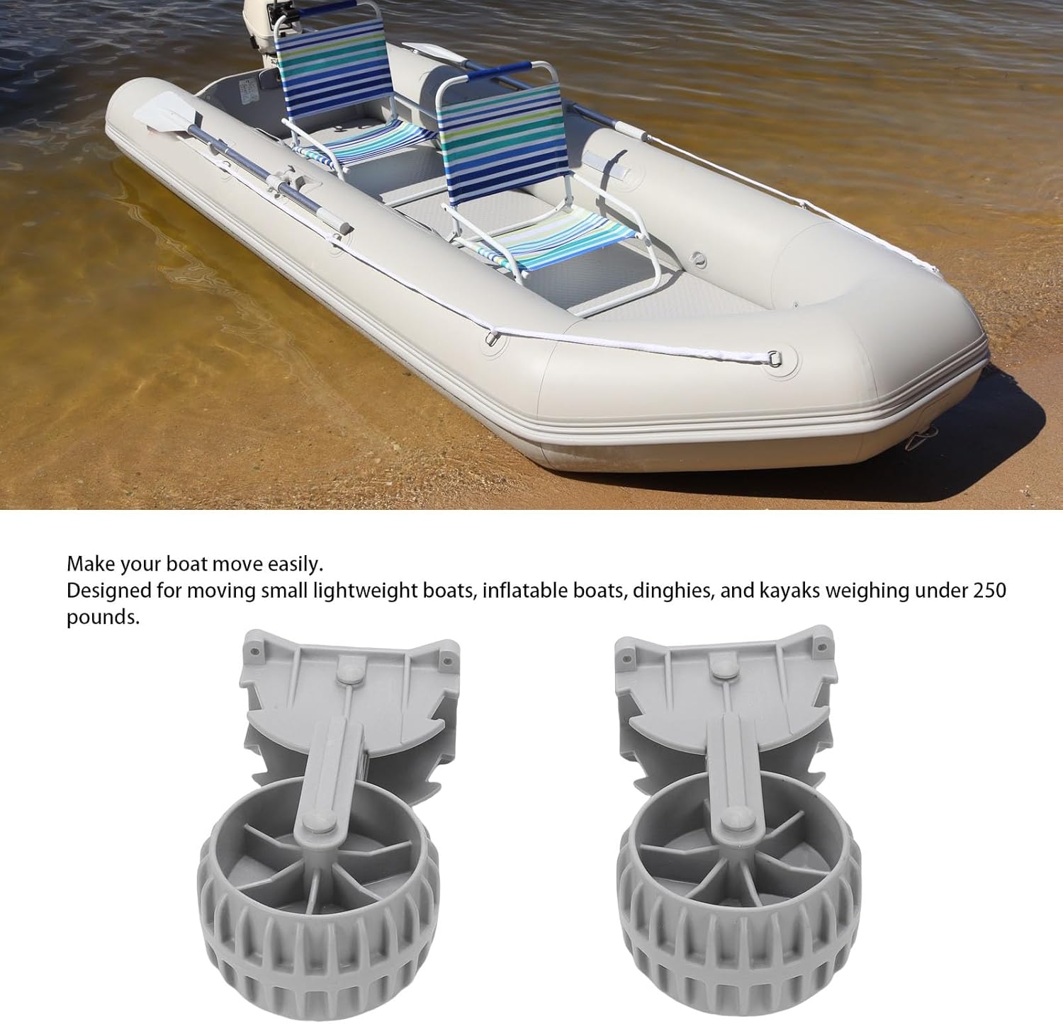 Jiawu Inflatable Boat Launching Wheels, Marine Flip Up Dinghy Wheels Nylon Ribs Towing Wheels Dinghy Wheeler for Boat Trailer Trolly Weighing Under 250 Pounds