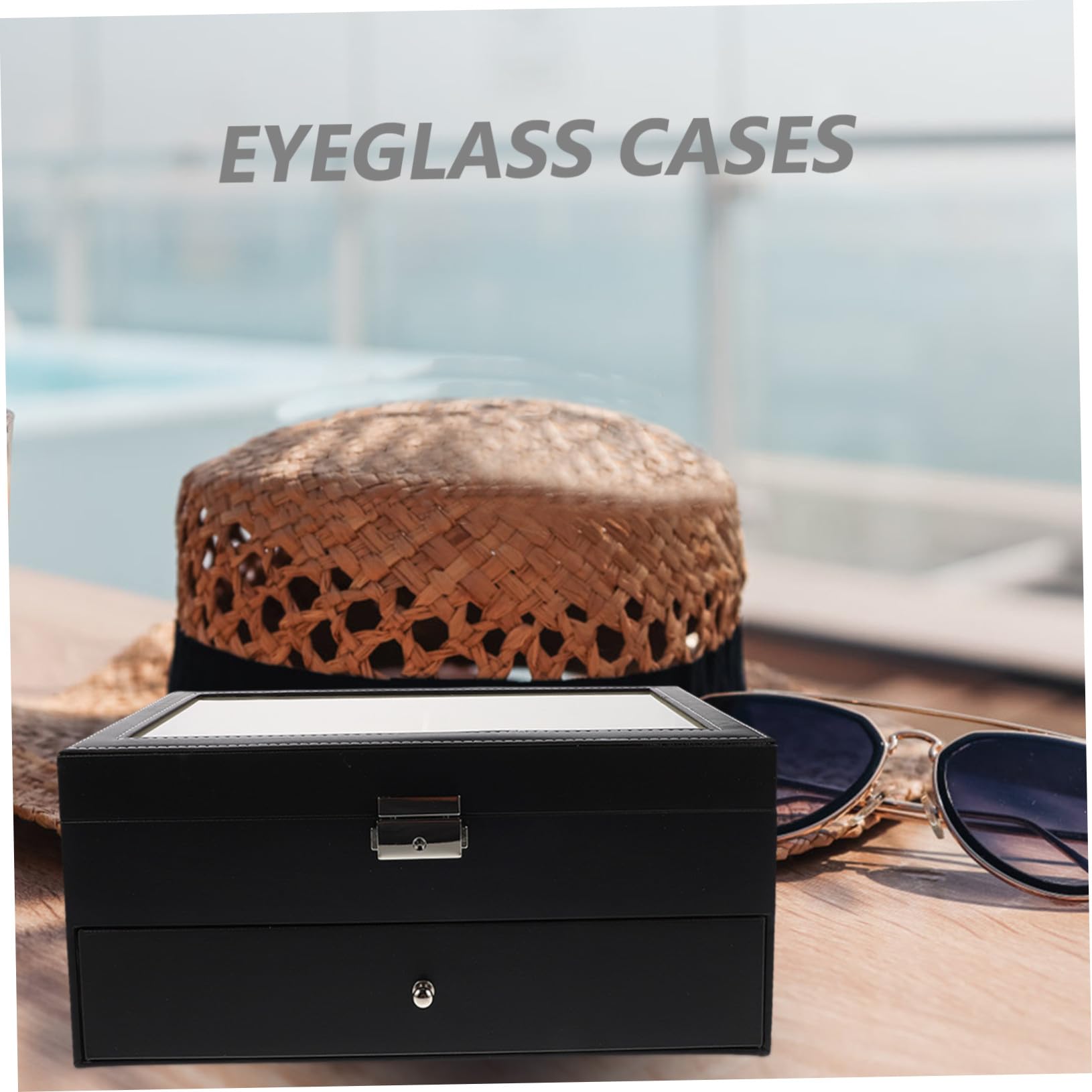 Brillenbox aus Hartschale mit Sichtfenster Brillenorganizer für Sonnenbrillen Aufbewahrungsbox mit Fächern Reise-brillenaufbewahrungsbox Schutz und Ordnung für Brillen