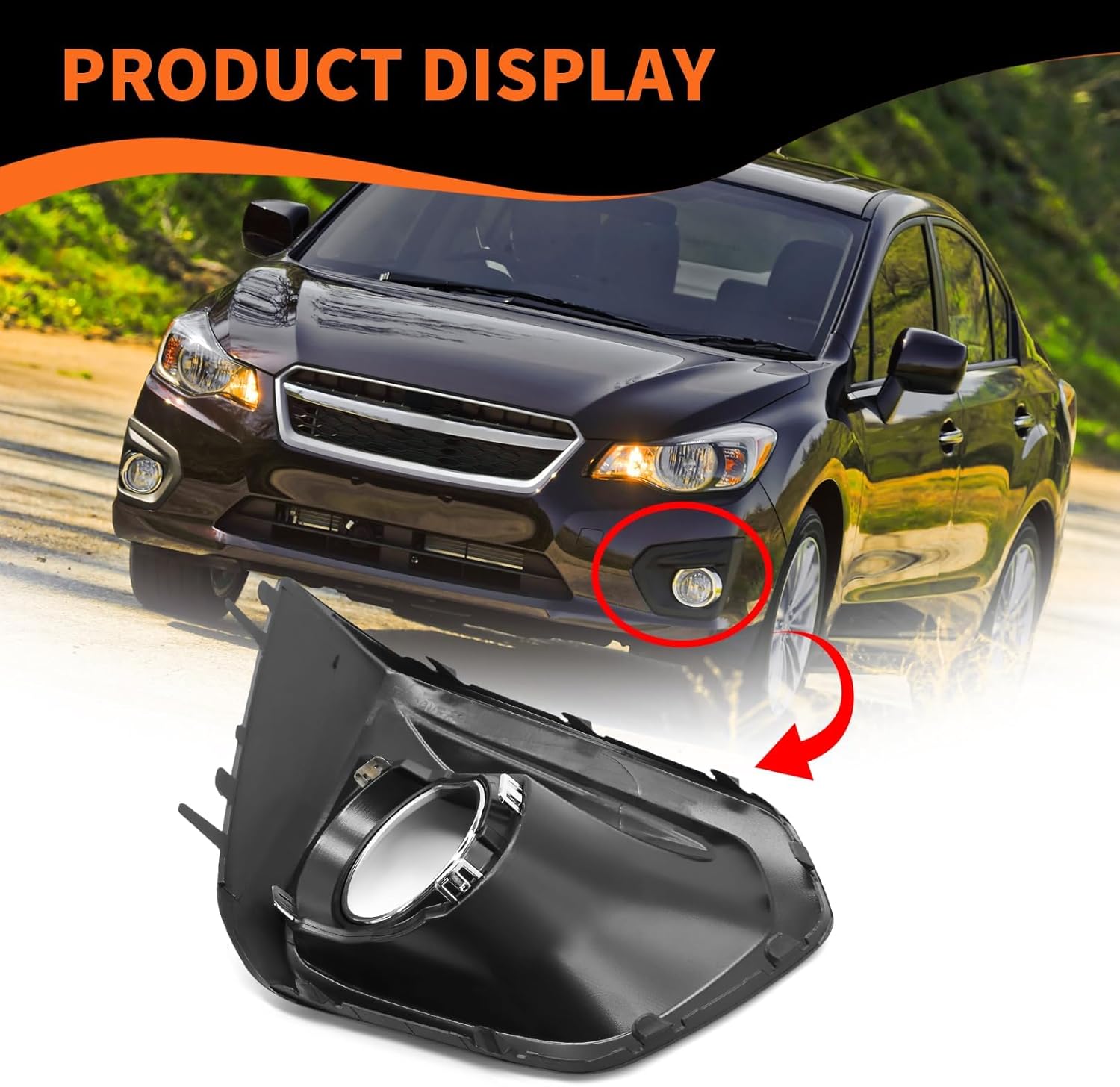 Driver Side Front Bumper Fog Light Cover Bezel Chrome Trim Compatible with Impreza 2012-2014 Fog Lamp Frame 57731FJ030