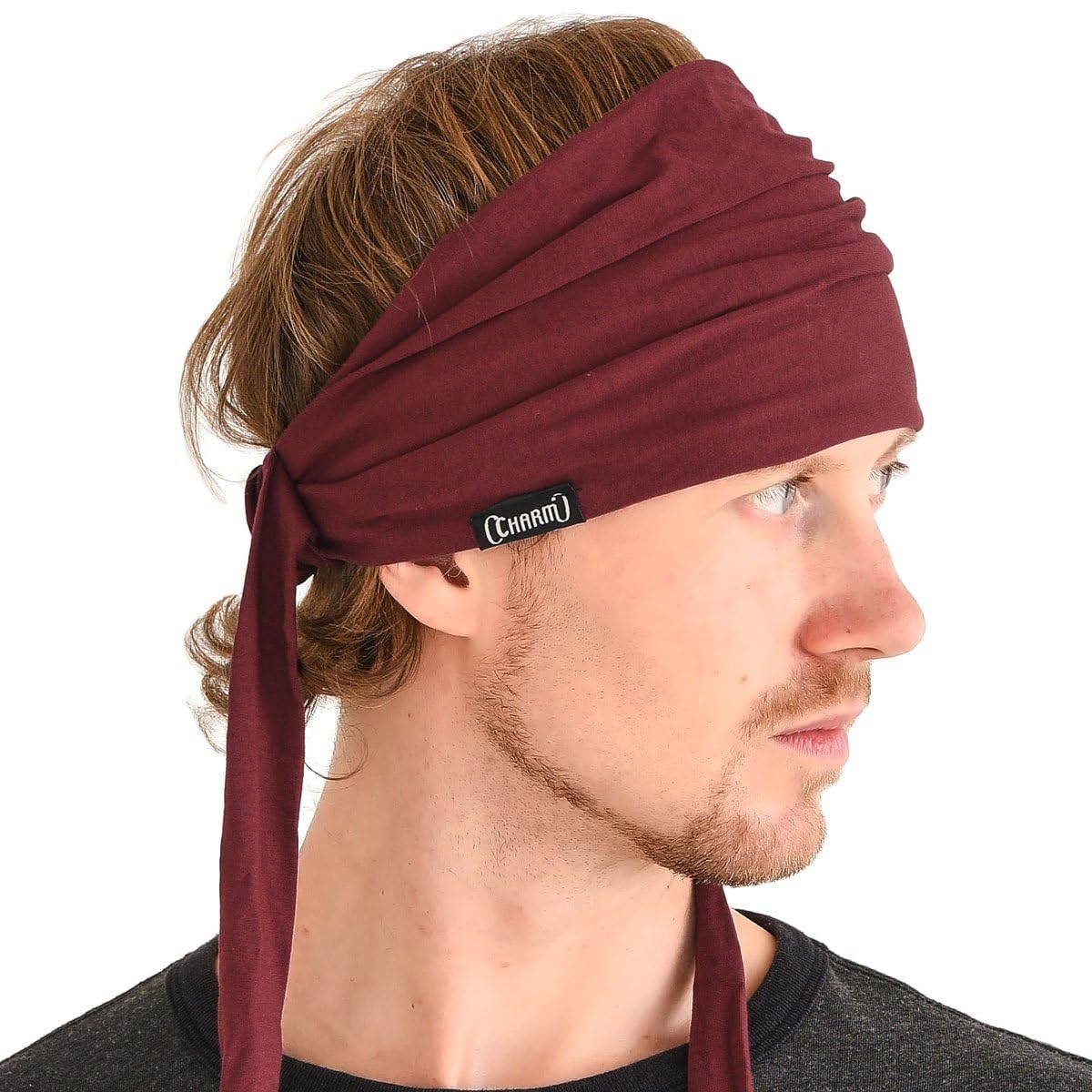CHARM Japanese Headbands for Men, Pirate Bandana Headband, Wide Headbands for Women, Ninja Head Scarf, Workout Hair Band