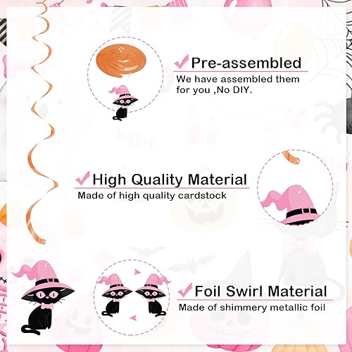 Miniatura 3 de Remolinos colgantes para fiesta de Halloween, lindo caldero de bruja fantasma, calabaza, boo, serpentina colgante de techo para Little Boo Happy Boo