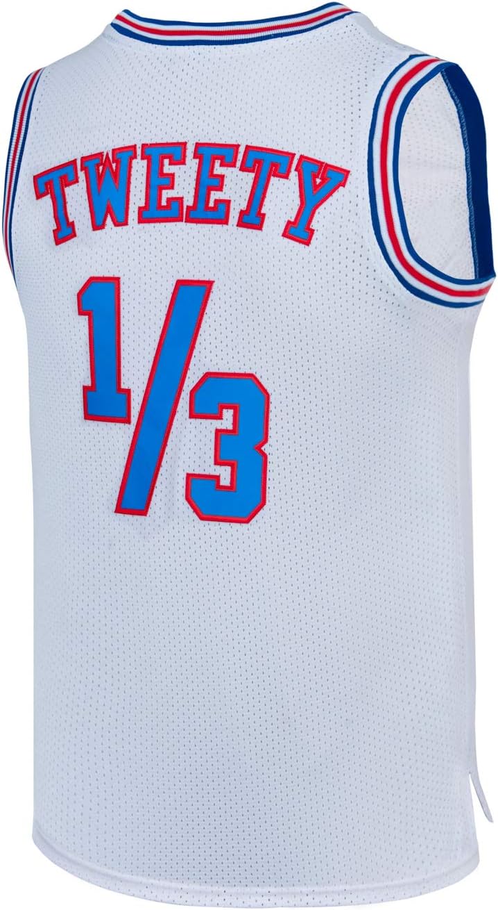 Men's Basketball Jersey #1#10#! 1/3 Bugs Lola Taz Tweety Space Movie Jersey Shirts White/Black S-XXL