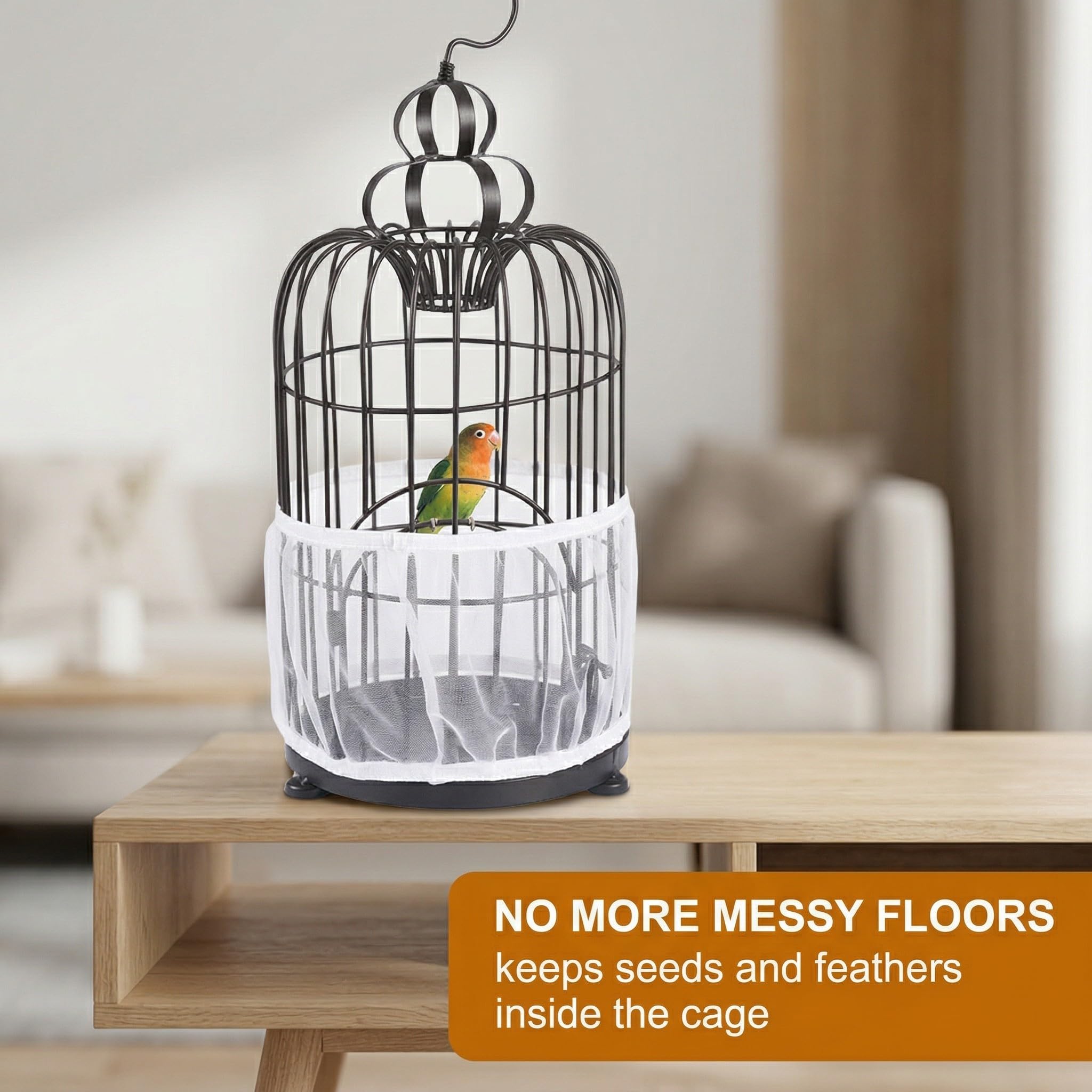 Copertura Gabbia Pappagalli 1 Pezzo Bianco Altezza 20 Cm Circonferenza 80-110 Cm Rete Nylon Ventilata