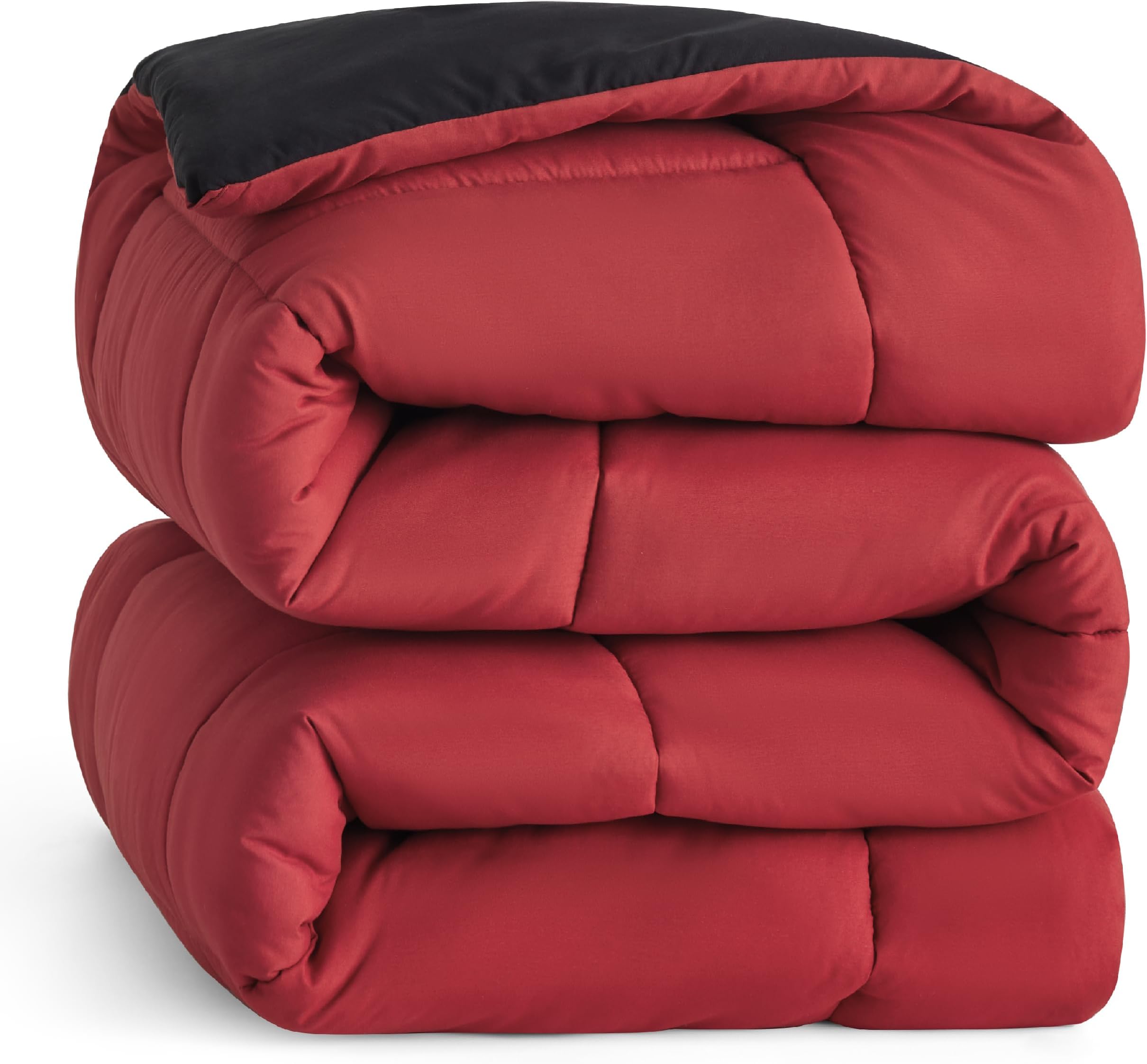 Bedsure King Reversible Comforter Duvet Insert - All Season Quilted Comforters King Size, Down Alternative King Size Bedding Comforter with Corner Tabs - Red/Black