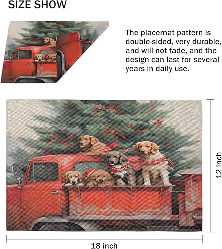 Miniatura 4 de Juego de 4 manteles individuales de Navidad de invierno, lavables, impermeables, para decoración de mesa de comedor, 18 x 12 pulgadas