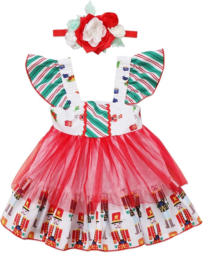 Christmas Newborn Baby Girls Dress Patchwork Lace Princess Casual Dress