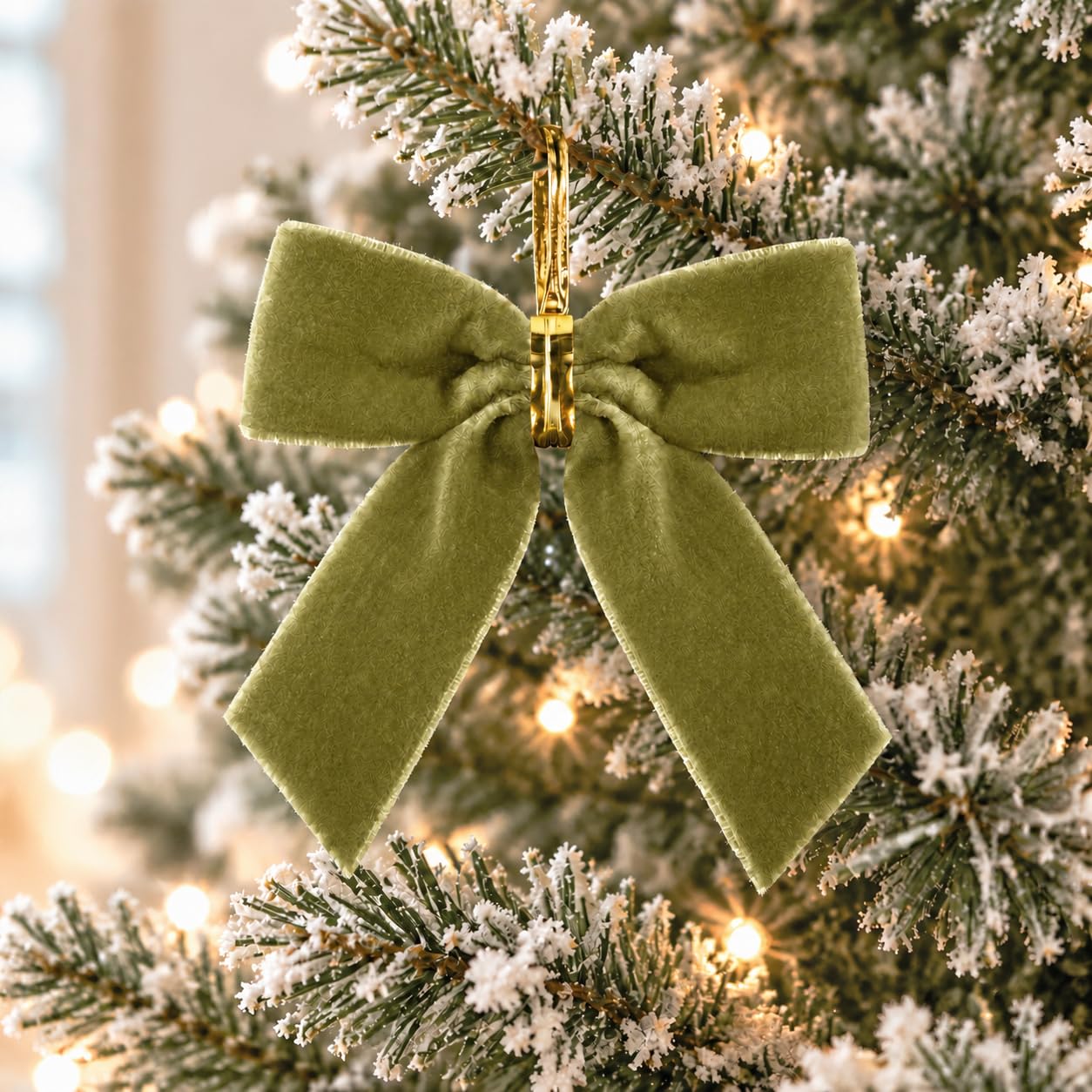 G2PLUS Moss Green Velvet Bows for Christmas Trees, 24 Pcs, 9 x 9 cm — image 1