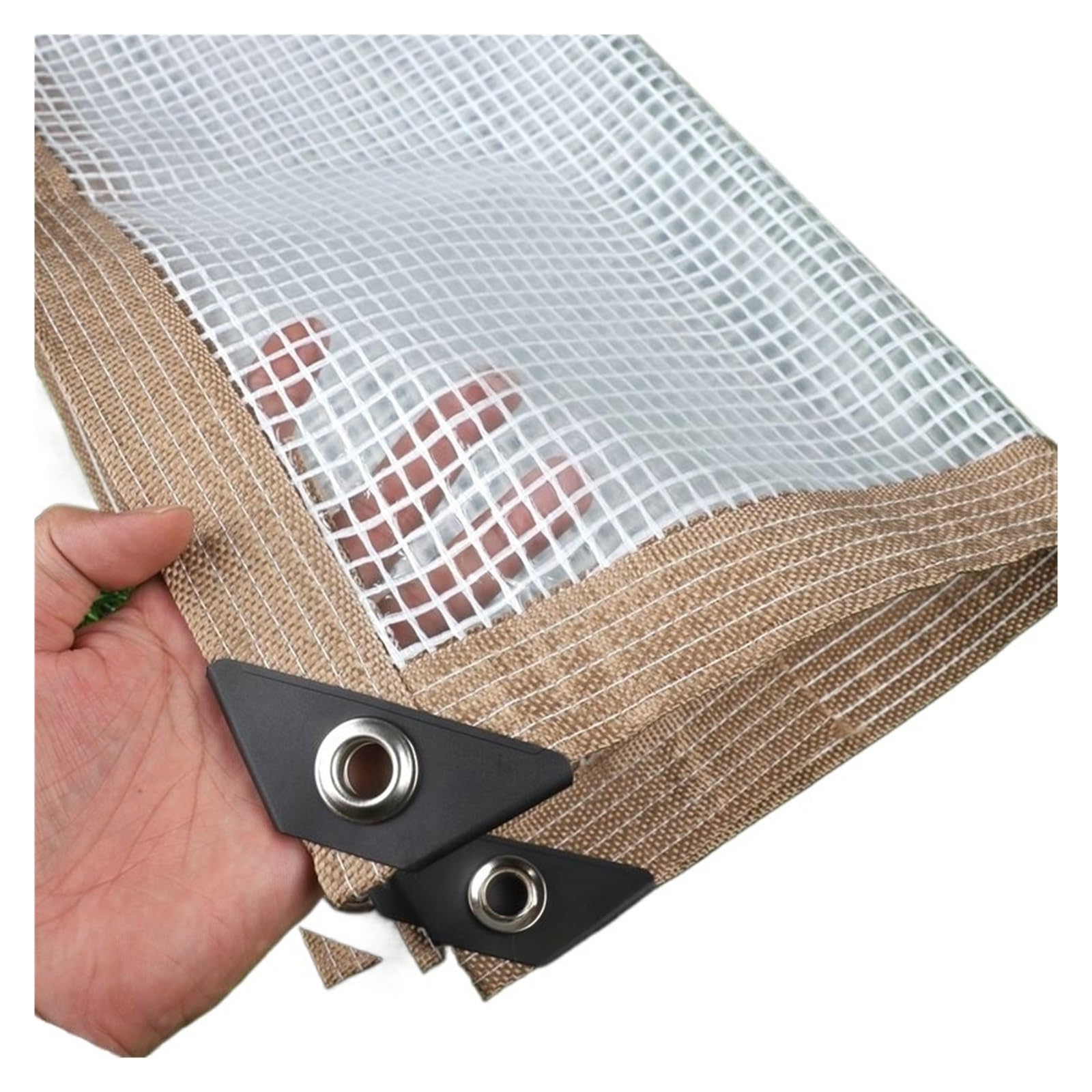 160~180GSM Brown Edge Mesh Grid PE Tarp Building Scaffolding Cloth Garden Pergolas Canopy Gazebo Furniture Rainproof Cover(160GSM,2mx5m)