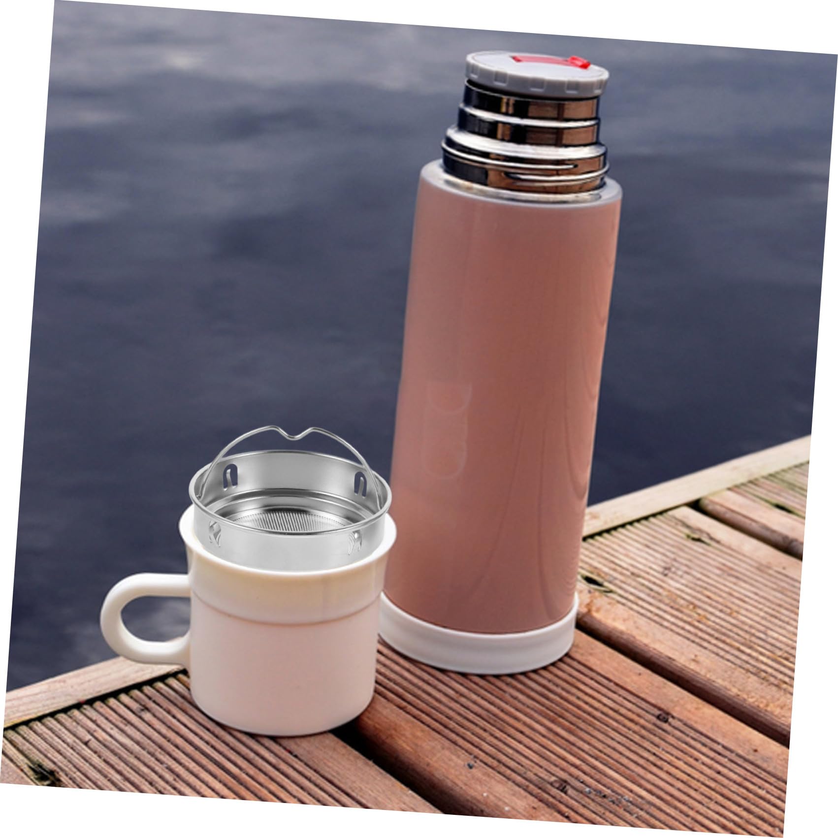 Veemoon Lot de 2 Filtres à Thé en Acier Inoxydable 304 Maille Fine Diamètre 62 MM Passoire Réutilisable Compatible Bouteilles Isothermes pour Infusion sans Résidus Usage Maison et