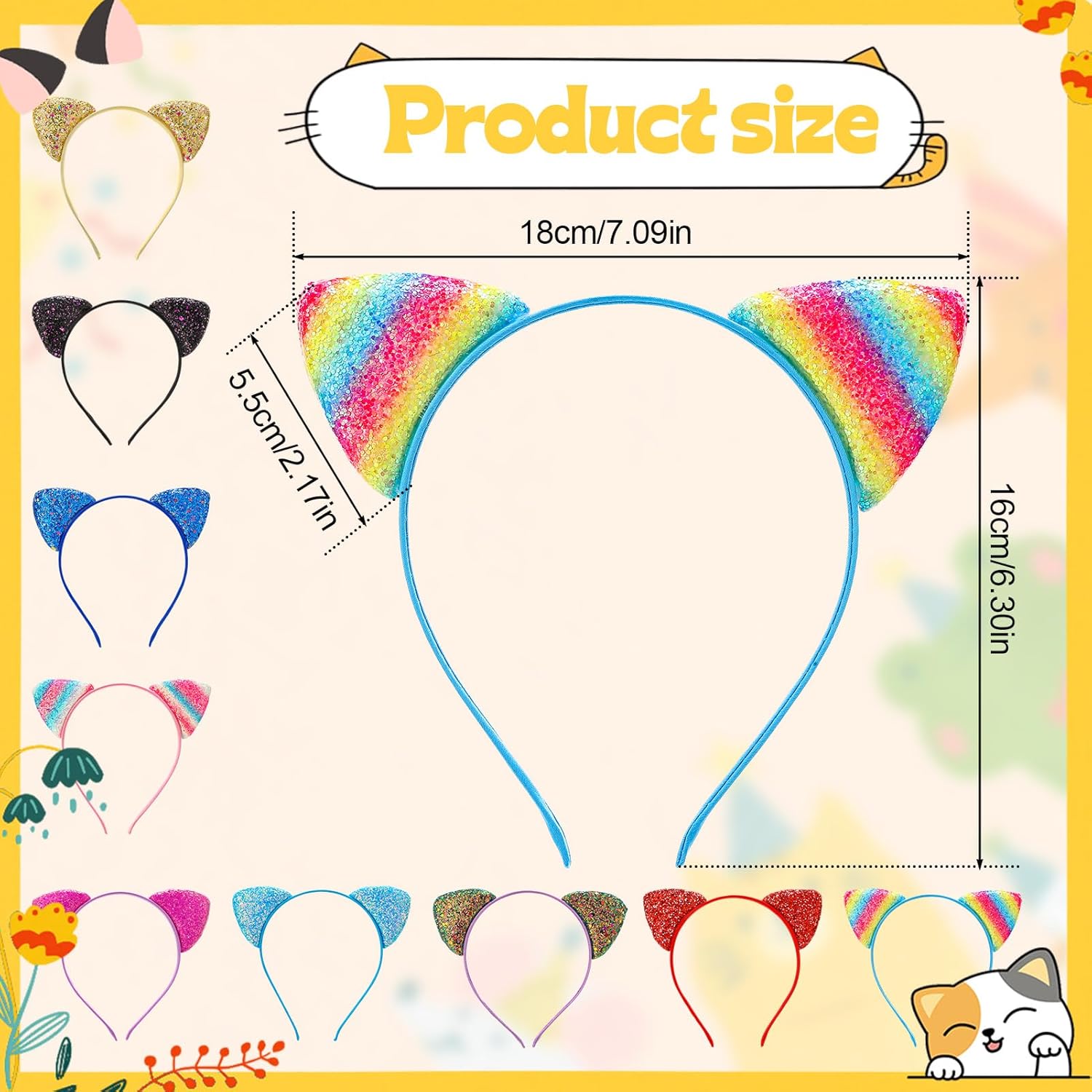 18 Pcs Cat Ears Headband Cheetah Ears Hair Accessories for Halloween Birthday Cosplay Party Decor Supplies - Image 6