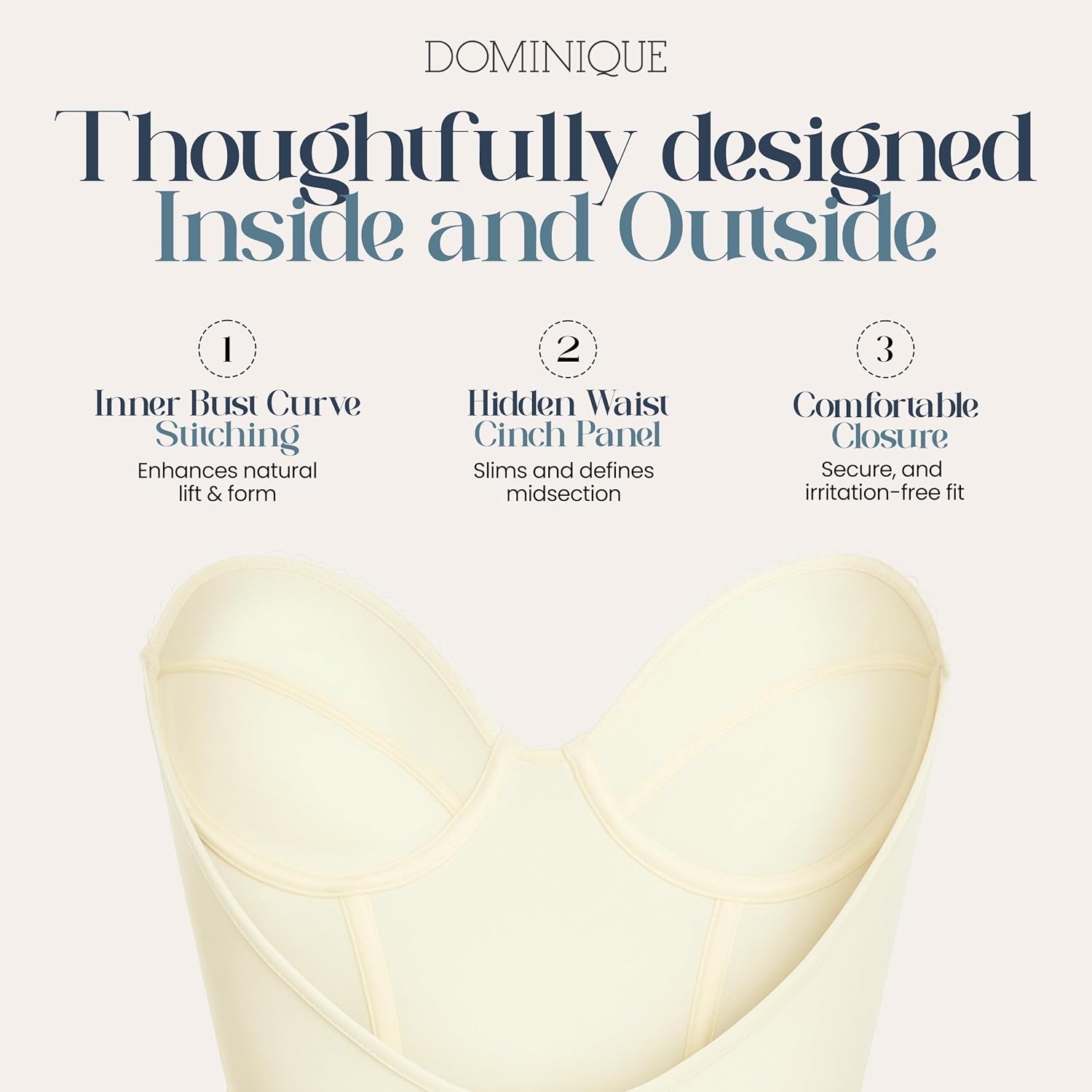 Dominique Noemi Women’s Backless Strapless Longline Bustier Bridal Bra #6377 - Full Support, Shaping Bra - Lingerie for women - Image 3