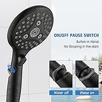 Vista 3 de PROOX Grifo de bañera de metal con rociador de bronce aceitado, 6 ajustes de ducha de mano con interruptor de pausa de encendido/apagado, grifo