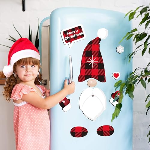 Miniatura 3 de D-FantiX Juego de imanes de gnomos de Navidad, 21 piezas de imanes para nevera para refrigerador, gnomo sueco Tomte, decoraciones navideñas