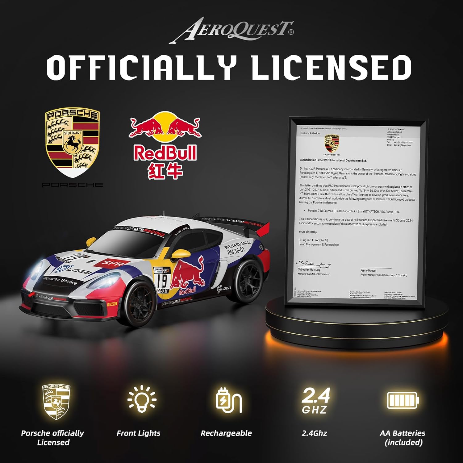 Porsche Remote Control Car, Officially Licensed Porsche 718 Cayman GT4 Toy Car 1:14 Red Bull Porsche RC Car Birthday Gift for Boys,Girls,Teens and Adults - Image 2