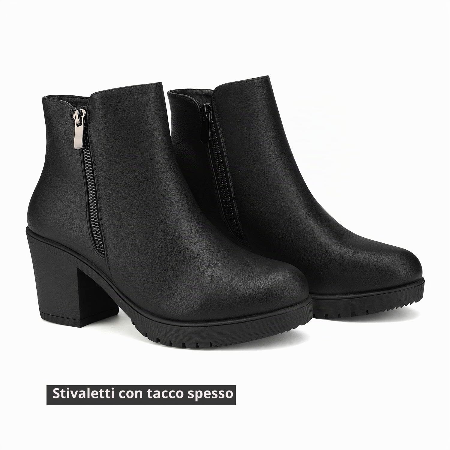 DREAM PAIRS Stivali da Donna Stivaletti alla Caviglia con Tacco Grosso,Size 37,Nero Lucido,Z0EY-2