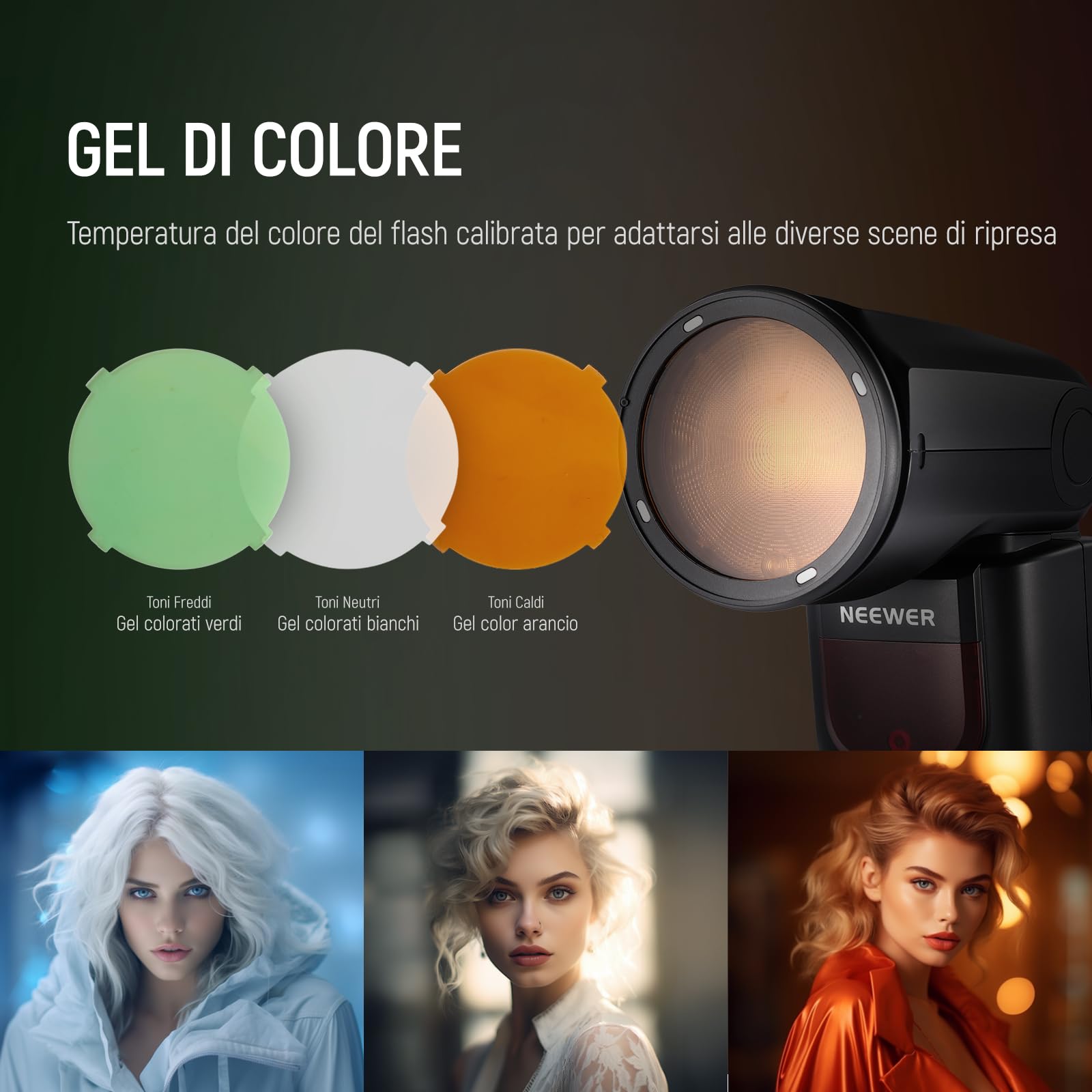 NEEWER CRM2 Kit Accessori Magnetici per Flash a Testa Rotonda, Set di Diffusore Modificatore di Luce Speedlite Compatibile con Godox V1 e V100, NEEWER Z3R-C/N/S, Z2-C/N/S/F, Z2Pro-C/N/S/F, Q120, Q200