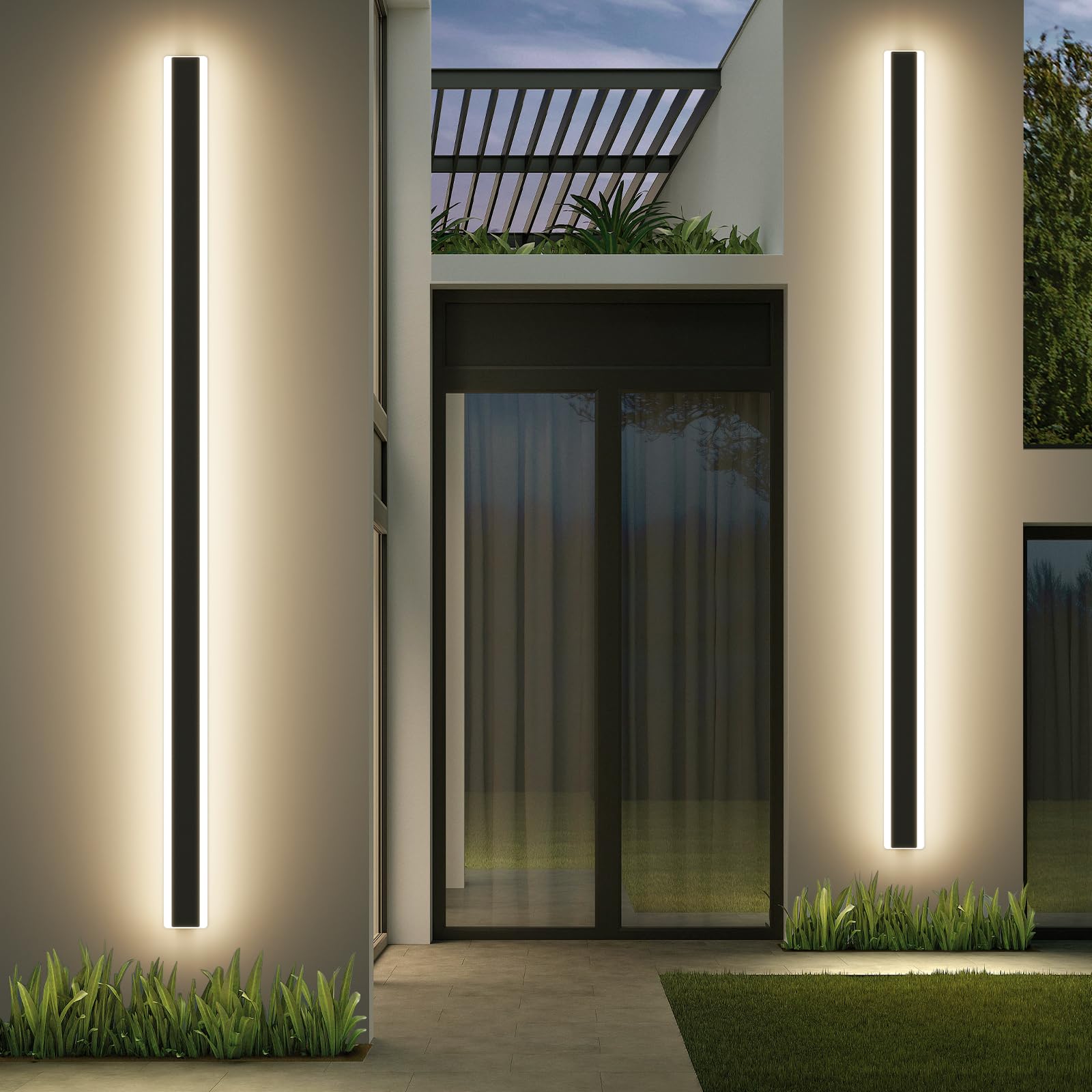 Mikeru 180CM Dimmbare Wandleuchten, Lange Außenwandleuchten Wandmontiertes 3000K/4500K/6000K IP65 Rechteckige Aussenleuchte mit Memory-Funktionen Lange Gartenleuchten für Veranda, Flur, Innenhof