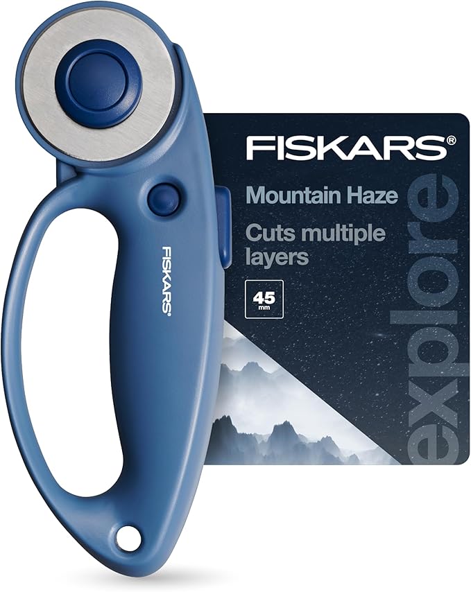 Fiskars Loop Rotary Cutter, Explore Collection Mountain Haze, Precision-Ground Steel Blade for Fabric, Felt and Vinyl, 45mm