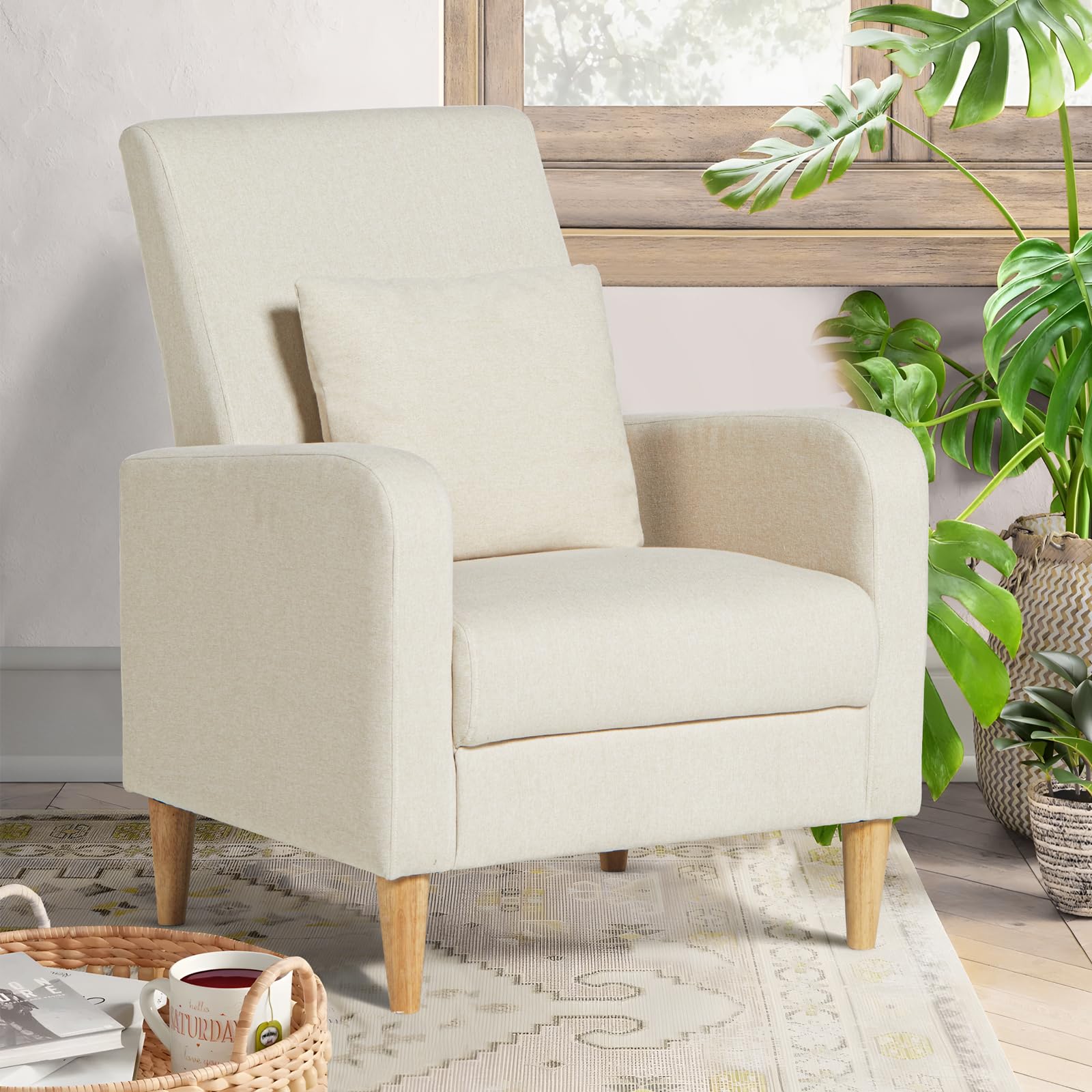 COLAMY Sherpa Accent Living Room Chair in Cream