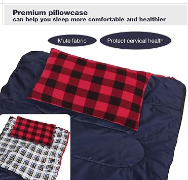REDCAMP Small Camping Pillow for Adults,Flannel Travel Pillow,Red Black