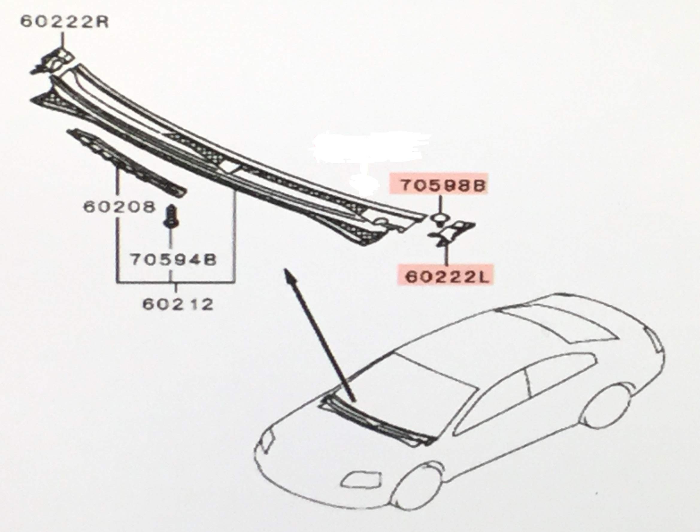 Amazon.com: Mitsubishi Wiper Cowl Deck Cover Expension & Clip Left