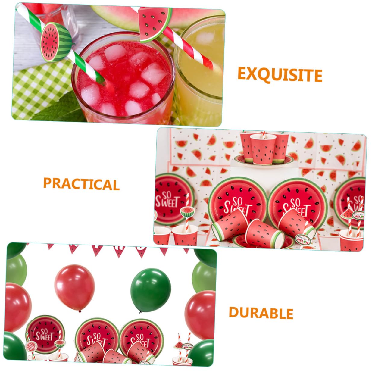 Didiseaon 4 Juegos De Pajitas De Papel Reutilizables Con Temática De Sandía Estilo Hawaiano Decorativas Para Fiestas Y Cócteles 40 Unidades.