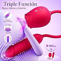 Vista 2 de Consolador vibrador juguetes sexuales para mujeres, juguete sexual MOOLIGIRL Rose con vibradores de punto G de empuje y 10 modos de succión