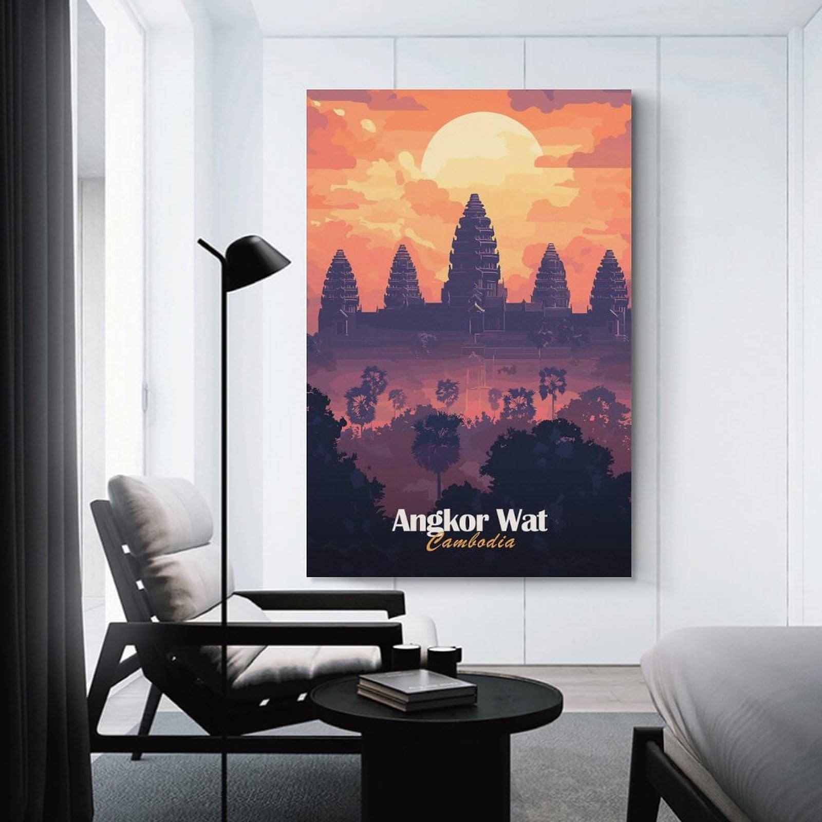 Junmoney Angkor Wat Sunset Wall Picture Print 12x18inch(30x45cm), for Apartment Walls, Studios Or Work Areas, A Simple Refresh for Blank Walls
