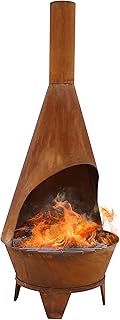 Sunnydaze 6-Foot Large Chiminea Outdoor Fireplace - Outdoor Wood-Burning Fireplace - Chimney Fire Pit with Grill Grate - Rustic