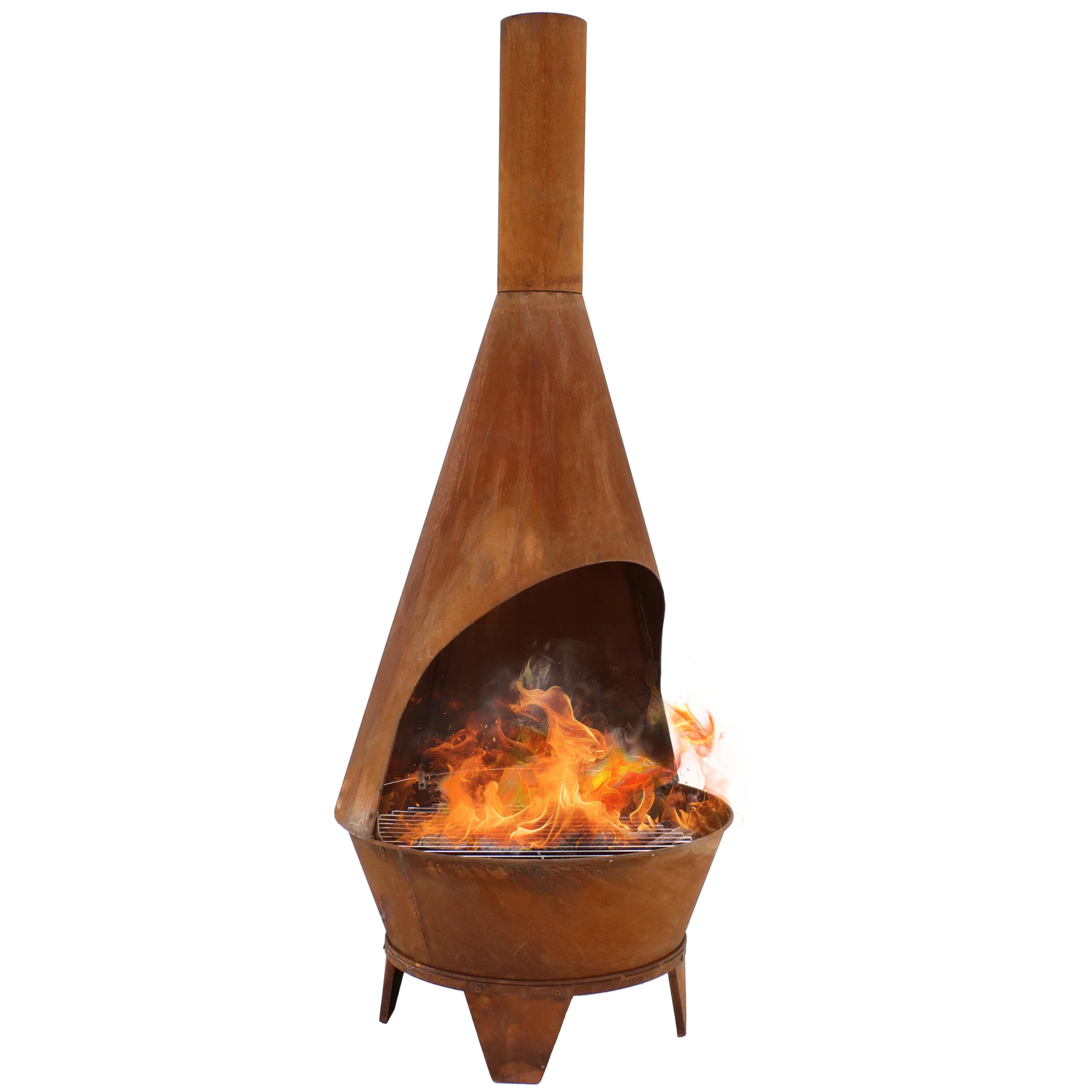 Sunnydaze Large Chiminea Outdoor Fireplace - Outdoor Wood-Burning