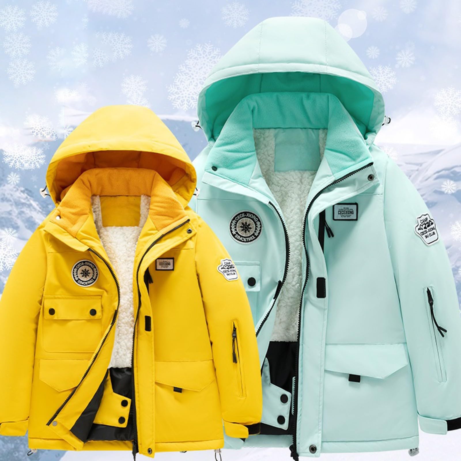 Veste de ski imperméable pour garçons – Manteau d'hiver coupe-vent avec doublure en polaire épaisse matelassée – Vêtement d'extérieur à capuche confortable