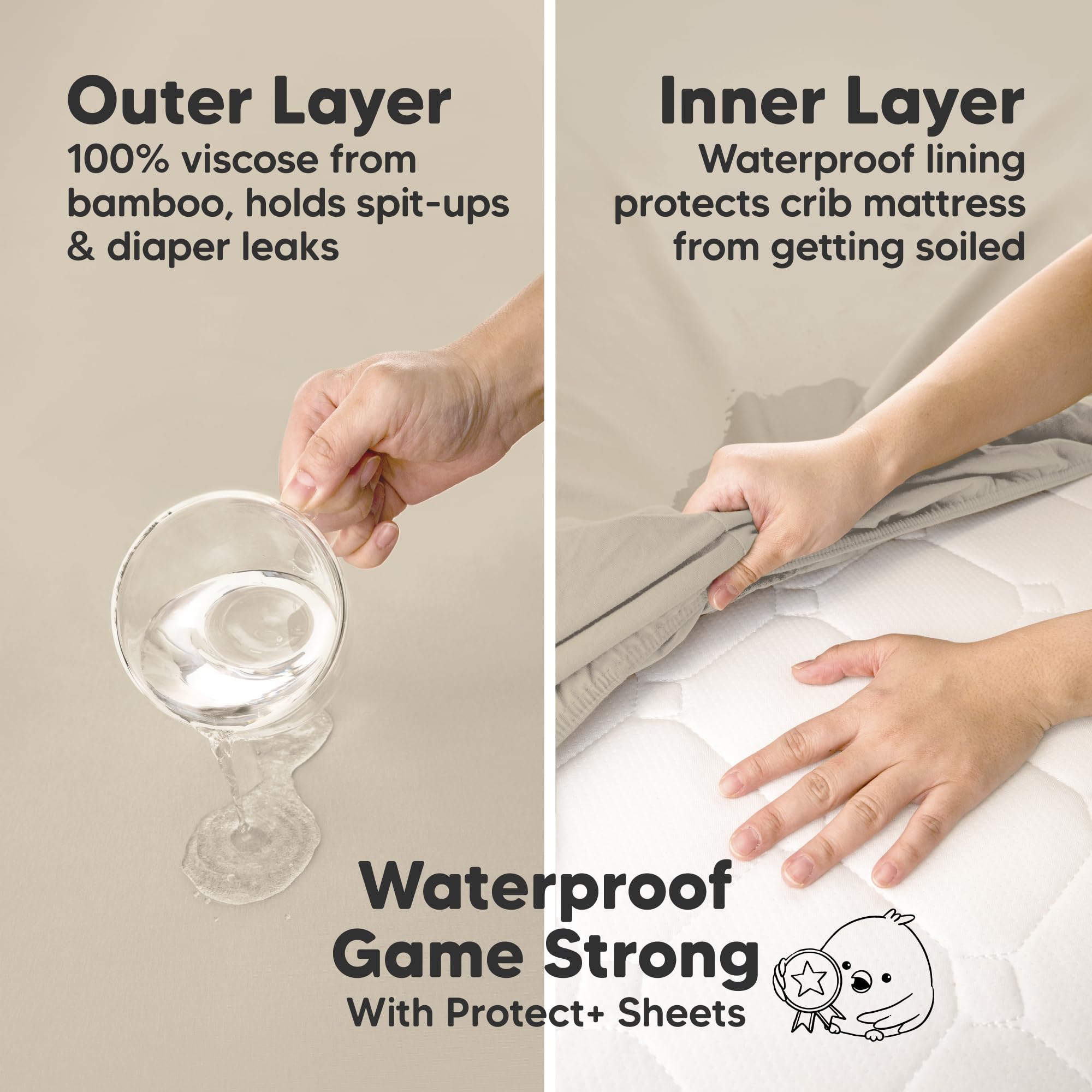 Paquete de 2 sábanas impermeables para cuna de bebé para niños y niñas, 52 x 28 pulgadas, viscosa derivada de bambú, sábana de cama para niños pequeños, funda protectora de colchón ajustable para cama