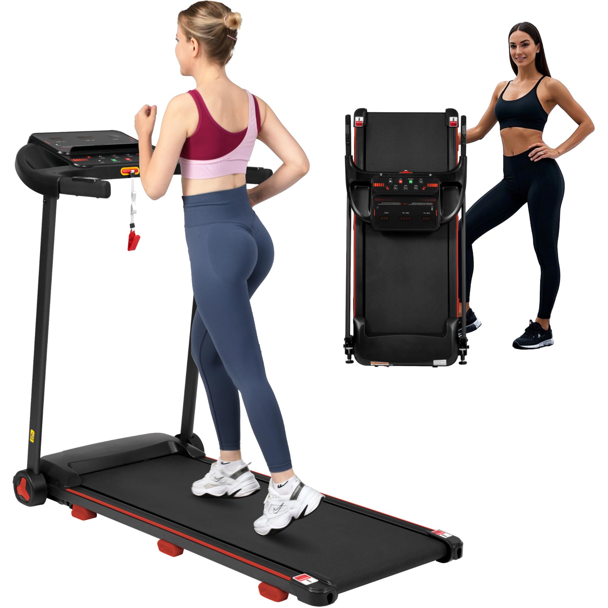 Tapis roulant casa pieghevole con pendenza 8% - Silenzioso Treadmill fino a 14 km/h, motore 3.0 HP, grande battistrada, display LED e Bluetooth, carico massimo 120 kg
