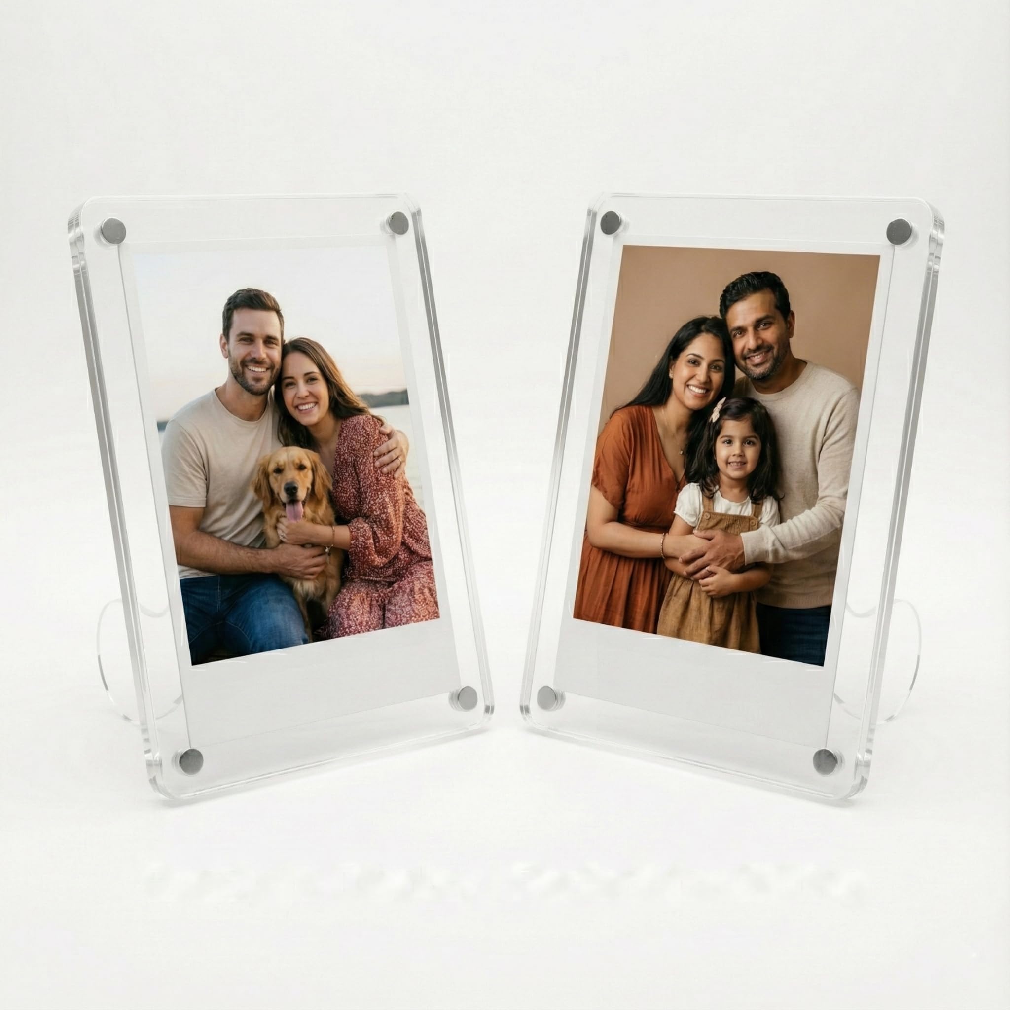 Acrylic Magnetic Photo Frame 3x4 Inch with Stand (Pack of 2