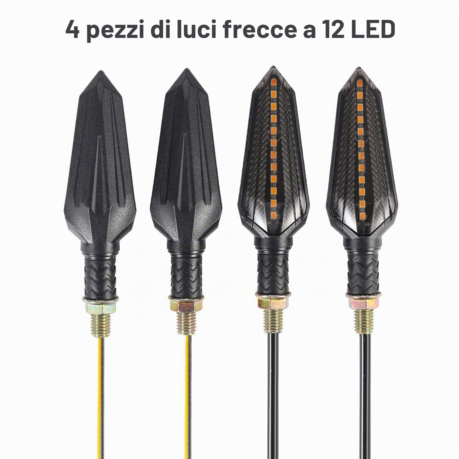Greluma 4 Pezzi Moto 12 LED Lampeggianti Indicatori Ambra Impermeabile