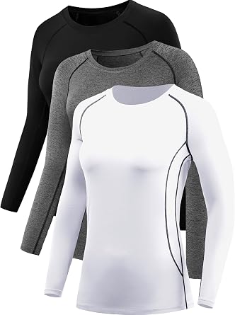 NELEUS Womens 3 Pack Compression Shirts Long Sleeve Yoga Athletic Running T Shirt