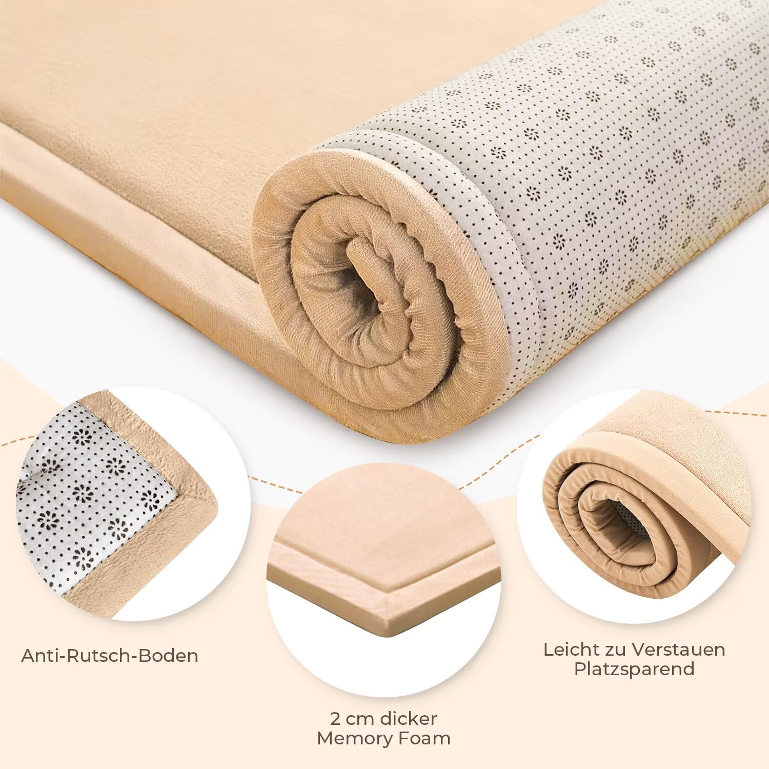 Tappeto di Velluto Corallo Ispessimento per Bambini, Coperta Strisciante Morbida, Tatami Antiscivolo (Marrone Chiaro, 200 * 220CM)