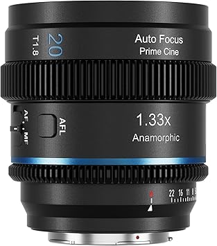 SIRUI 20mm T1.8 1.33X Anamorphic Lens, S35 Autofocus Lens for X Mount Cameras, X-A, X-E, X-T, X-PRO Series, X-H2/H2S, X-S10/20 Blue Flare