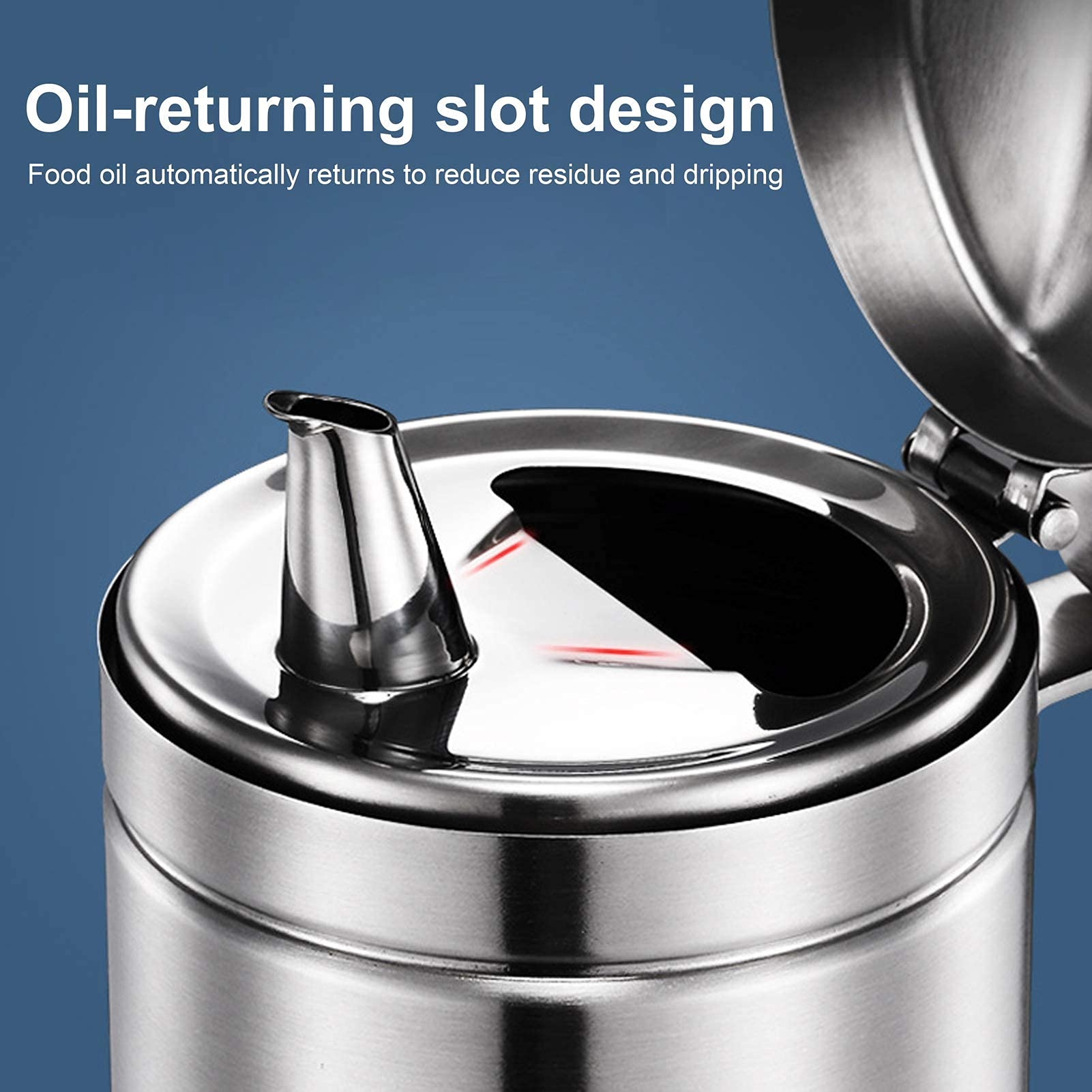 Bottiglia Dispenser Olio D'Oliva in Acciaio Inox 550 Ml, Contenitore Vaso Dispenser Olio A Prova di Perdite con Coperchio per Grasso Pancetta, Olio per Cucinare O Friggere