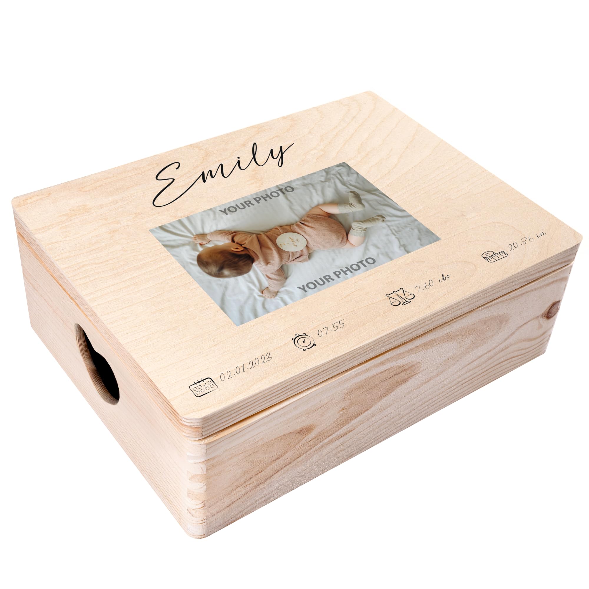 Creative Deco Scatola dei Ricordi in Legno per Neonato con Foto