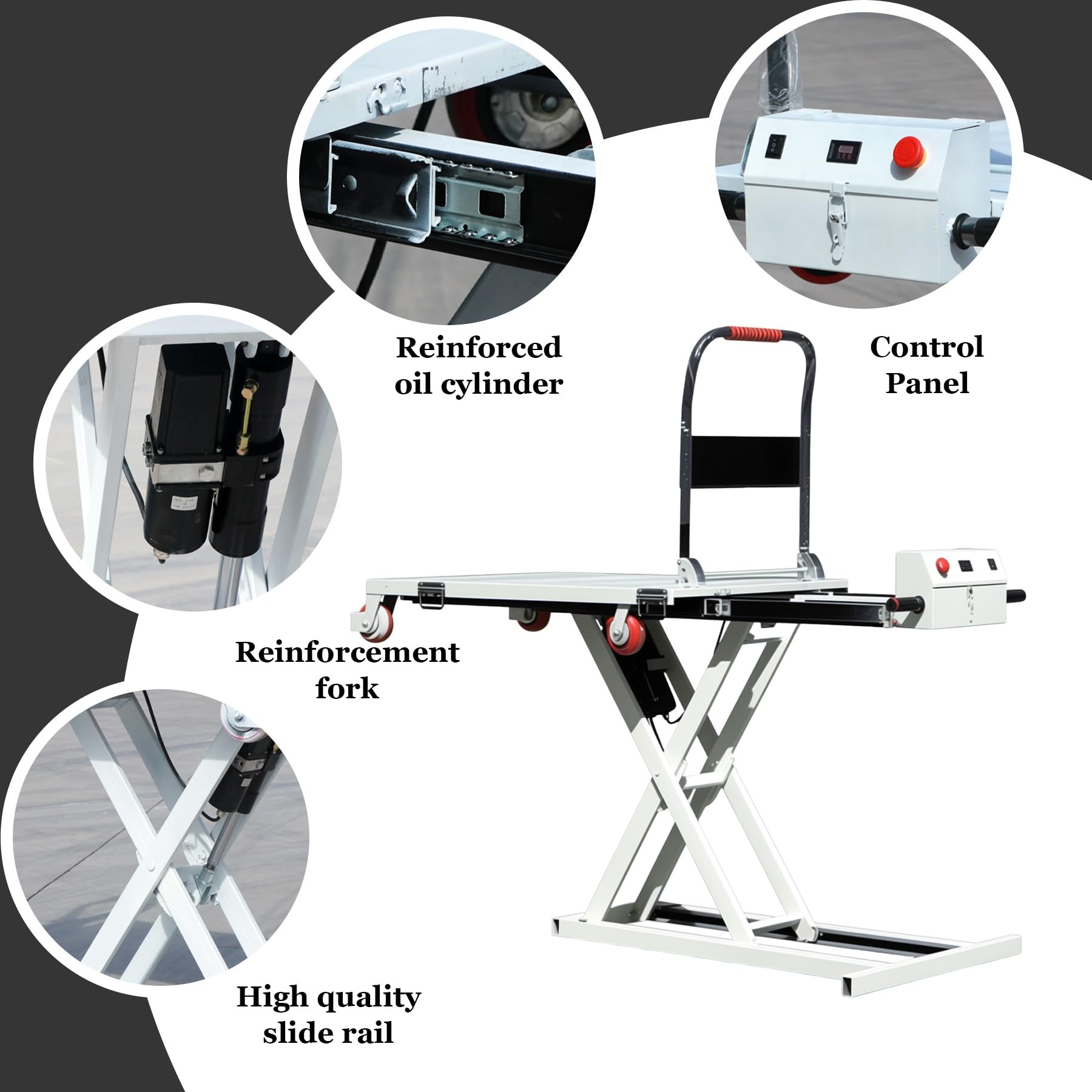 Piattaforma di sollevamento idraulica compatta, capacità 299,4 kg, altezza di sollevamento 80 cm, sollevatore elettrico a forbice per riparazione auto, officina garage