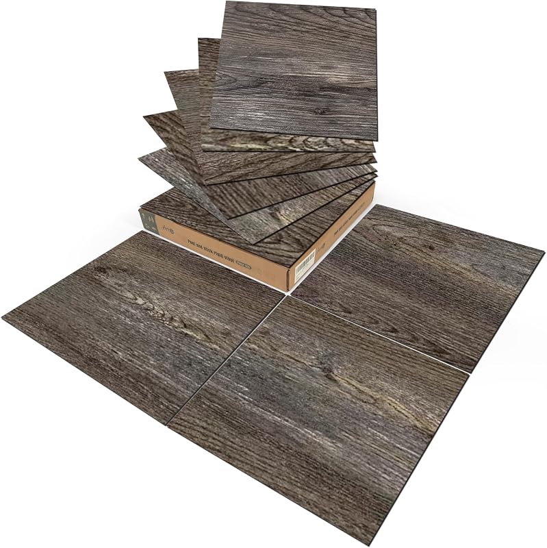 Art3d Paquete de 30 tablones de vinilo para piso, 12 x 12 pulgadas, roble marrón oscuro | Vinilo premium, autoadhesivo, impermeable, veta de madera, resistente a la decoloración, a prueba de arañazos, ideal para cocina, comedor, dormitorios
