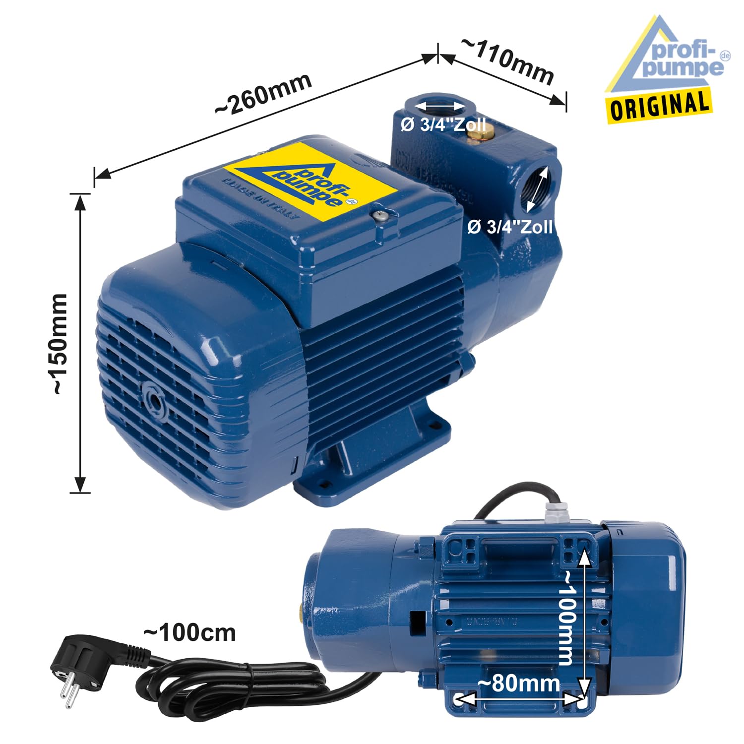 Profi-Pumpe® DeLuxe CKm 370 | Estación de Trasvase 230V Silenciosa | Kit con Pistola de Aluminio y 6m de Manguera | Caudal 2.400 l/h y Elevación 35m | Calidad Europea